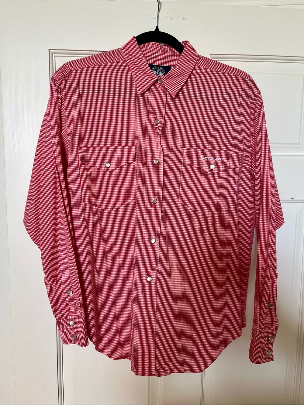 Vintage Dockers by Levi Strauss Red Gingham Pearl Snap Western Shirt - Small